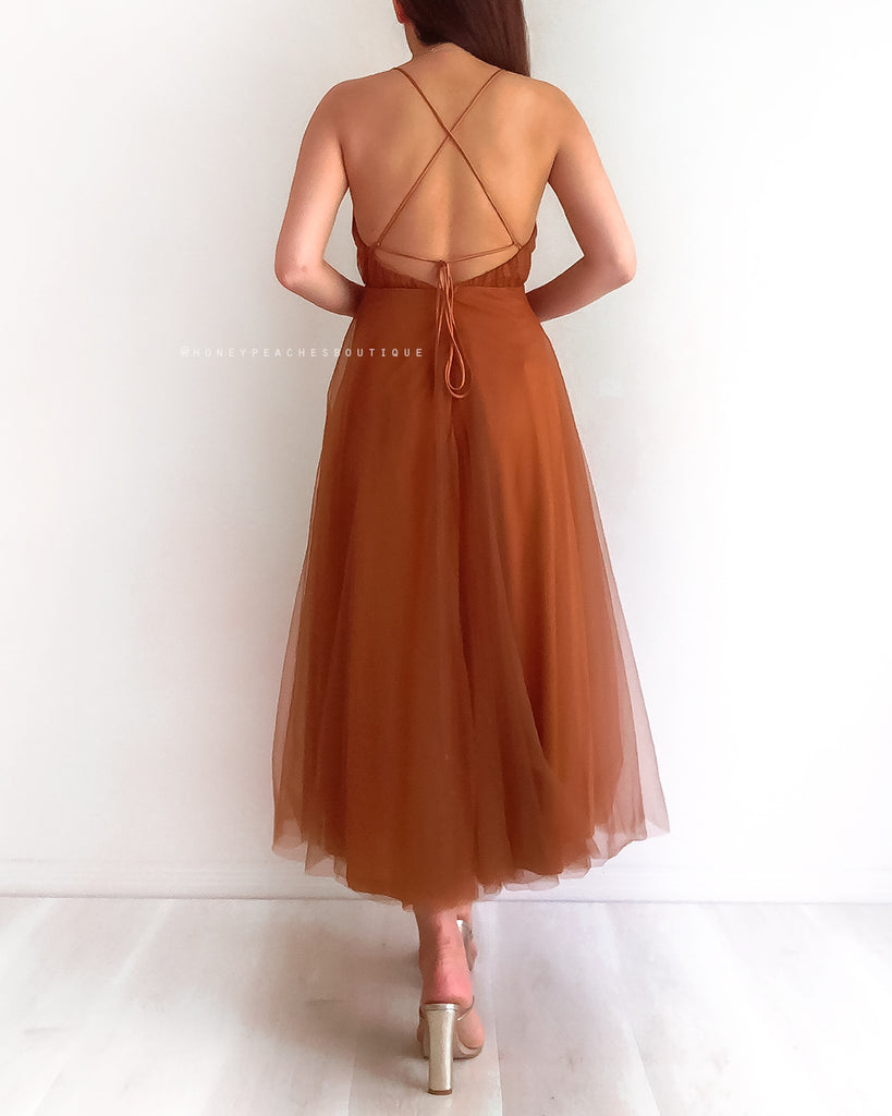 Dior Tulle Midi Dress - Chocolate ...